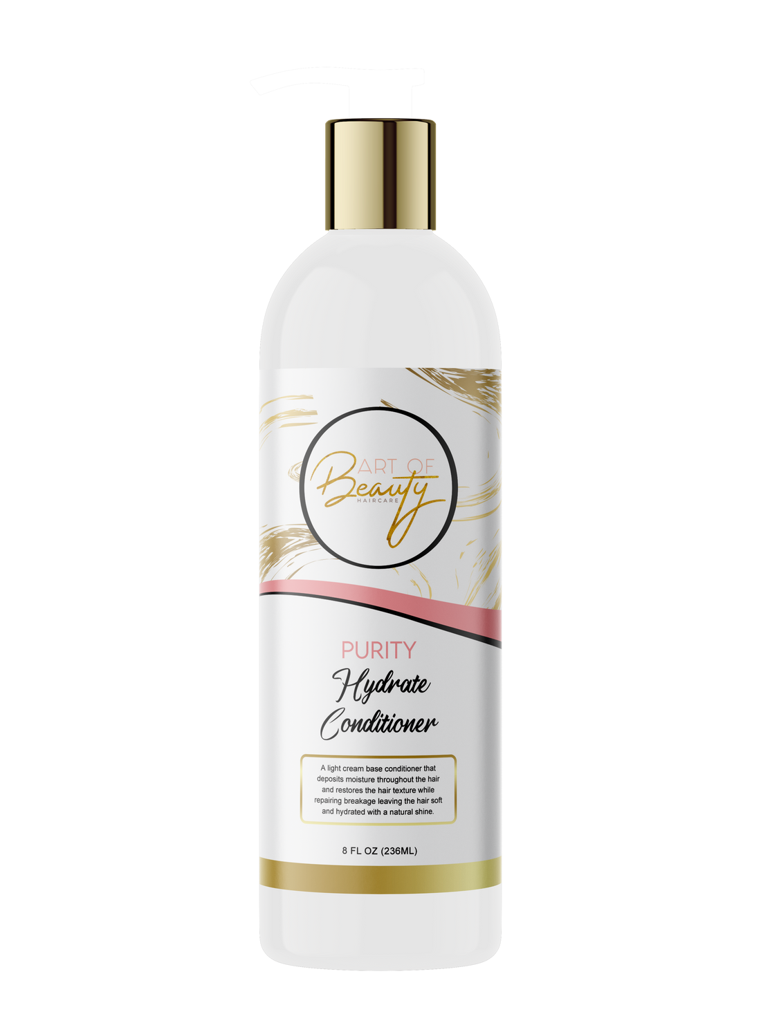8oz Light cream base conditioner that deposits moisture throughout the hair and restores the hair texture while repairing breakage leaving the hair soft and hydrated with a natural shine. www.artofbeautyproducts.com